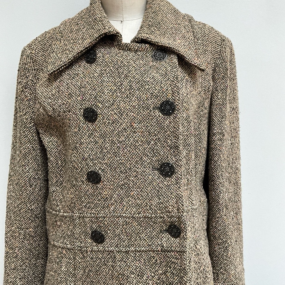 90s Guess tweed tan and brown double breasted coat - Picture 8 of 13
